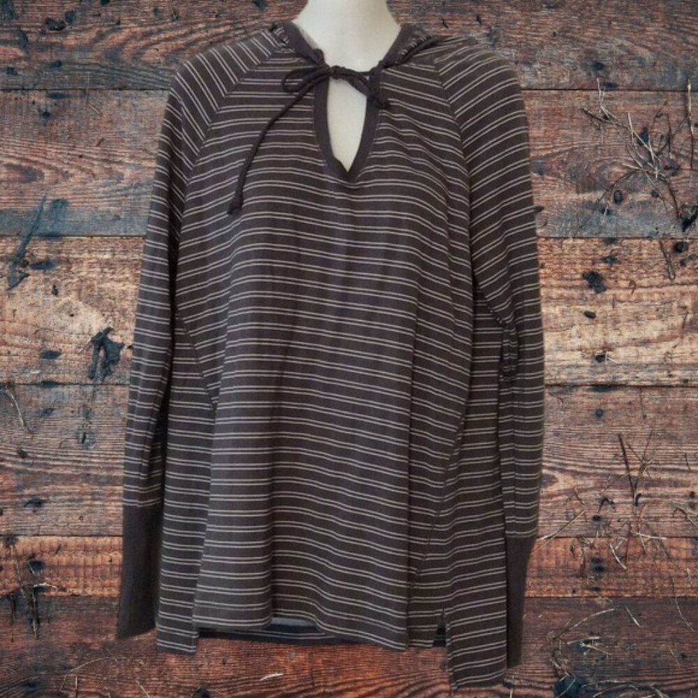 Cynthia Rowley Incredibly Soft Gray Striped Hoodie Sweatshirt Size Medium